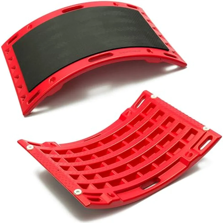 Sport-Thieme C-Step, Multifunktionale Fitness-Wippe und Balanceboard, belastbar bis 200 kg, inklusive Anti-Rutsch-Matte, 71x49,5x14,5 cm, Rot-Schwarz – Bild 1