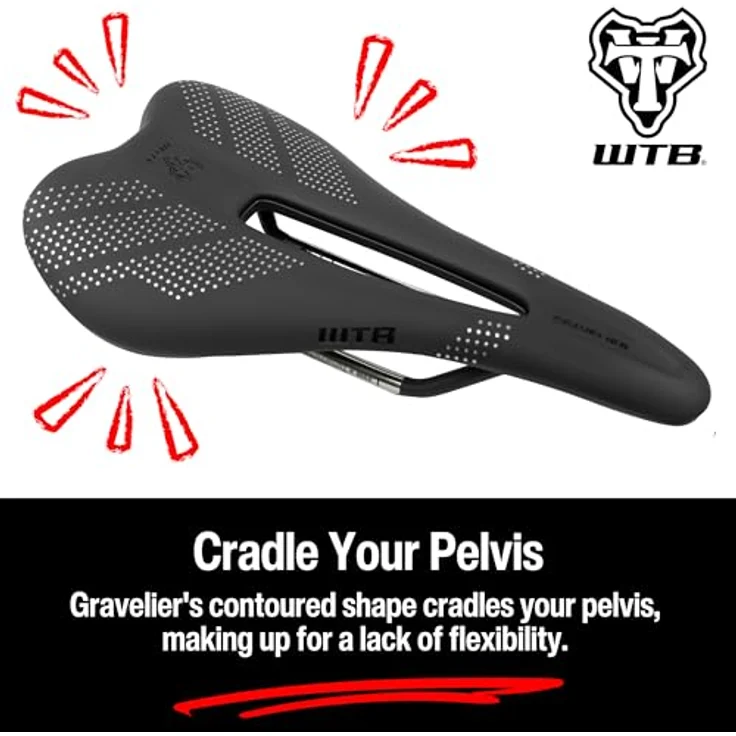 WTB Gravelier Steel, Velosattel für Gravelcycling mit ergonomischem Design und Druckentlastungskanal, silber – Bild 3