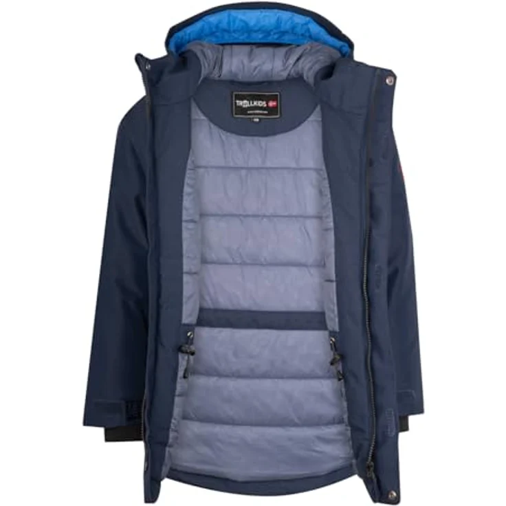 Trollkids KIDS HARSTAD JACKET, wasserdichter Parka mit verstellbarer Kapuze und recyceltem Futter, navy, Größe 128 – Bild 3