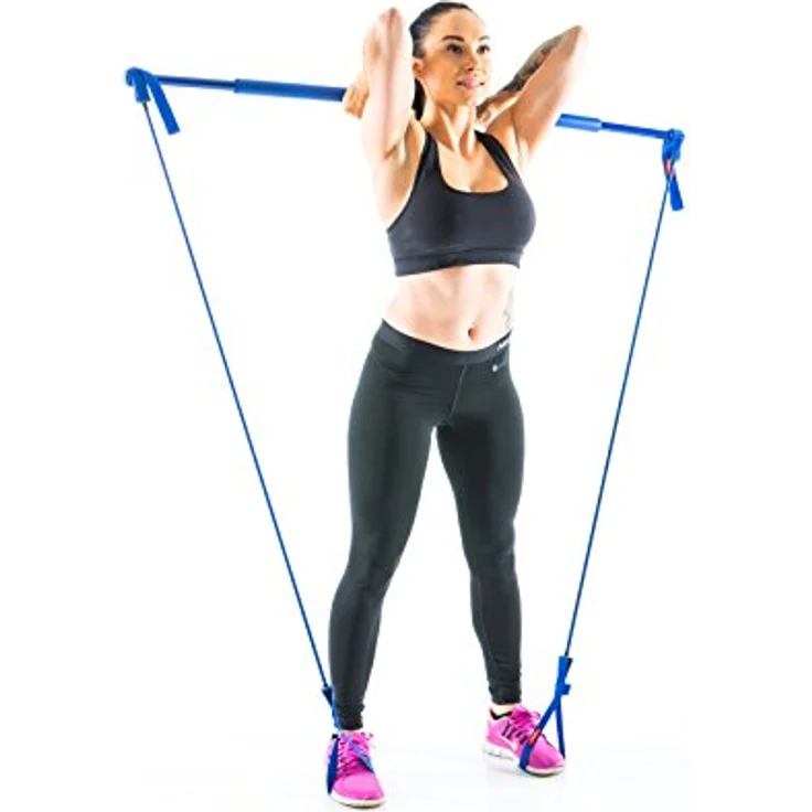 Gymstick Gymstick Original Langhanteltrainer, extra stark, Silber, inkl. Widerstandstubings und Workout-Poster – Bild 5