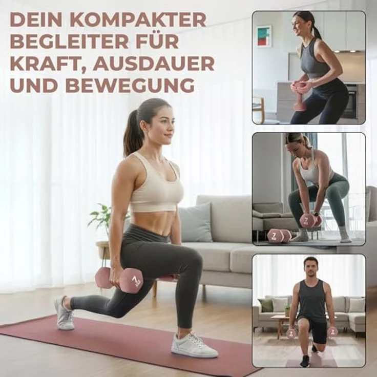 HQ Germany® Hanteln Set, 2x 7kg mit geruchsfreier Neopren-Beschichtung in Pastellfarben, ideal für Home-Workout – Bild 5