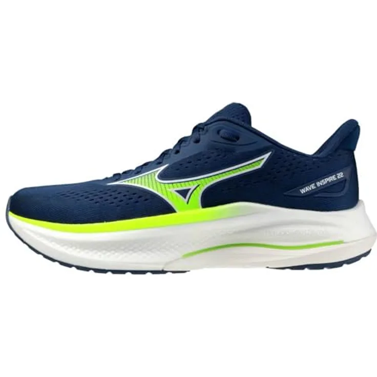 Mizuno WAVE INSPIRE 22, Laufschuh mit Mizuno Enerzy NXT Dämpfung, optimaler Stabilität für Überpronierer, Weiß, Größe 45