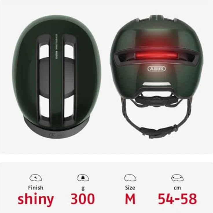 Abus Hud-Y Urban Velohelm, (54 - 58 cm) mit wiederaufladbarem LED-Lichtstreifen und vier Lichtmodi, futuristisches Design – Bild 3