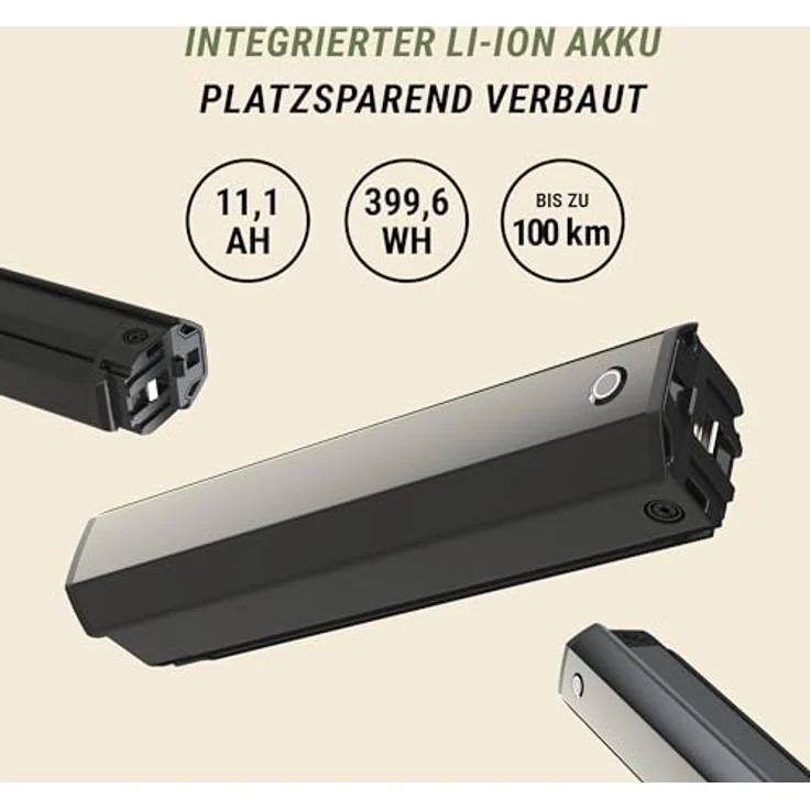 Prophete Dice 1.0 E-MTB 27,5" – Enovation Hinterradmotor 250W, 40Nm, Shimano Altus 8-Gang, 100 km Reichweite, Suntour XCT Federgabel, Hydraulische Scheibenbremse, Bronze Grün – Bild 4