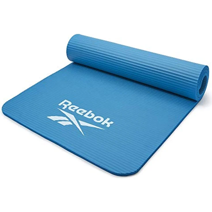 Reebok Unisex - Trainingsmatte 15mm Blau, Yogamatte mit geriffeltem Boden für verbesserten Komfort – Bild 4