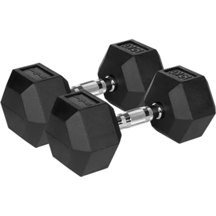 REBEL ACTIVE Gummibeschichtete Gusseisen-Hanteln, 2x15 kg für effektives Krafttraining – Bild 1