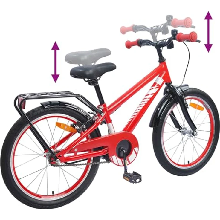 vidaXL Kinderfahrrad 18 Zoll, rot, für 5-7 Jahre, max. Gewicht 50 kg, zerlegt geliefert – Bild 7
