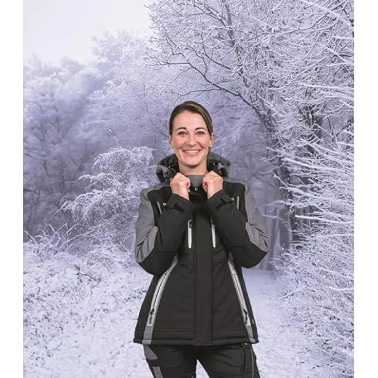 LEIBWÄCHTER Winter-Softshelljacke Flex-Line FLXDI25, atmungsaktiv, wind- und wasserabweisend, Gr. 38, schwarz/grau – Bild 3