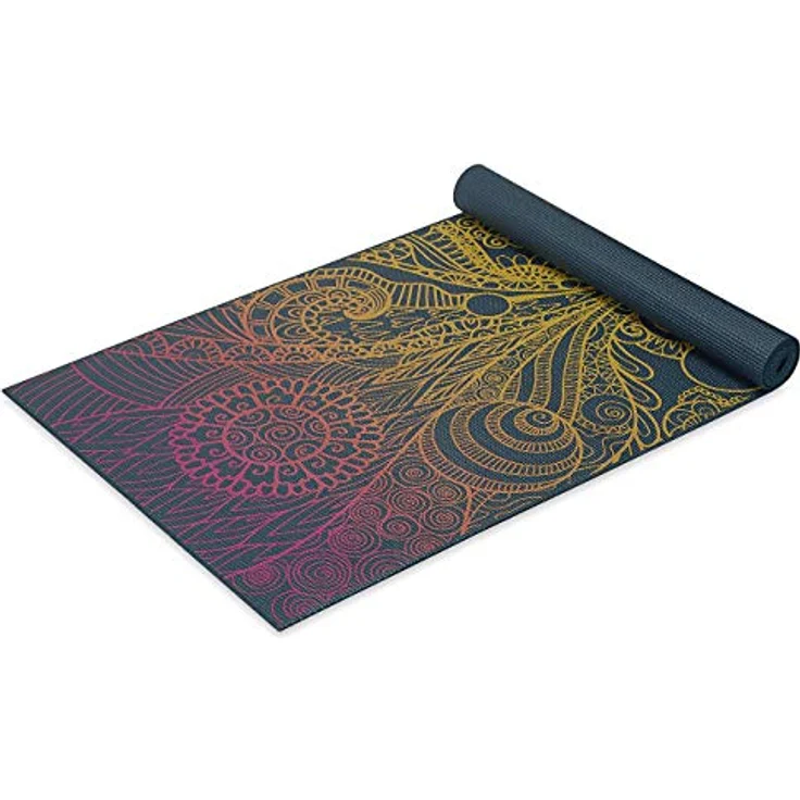Gaiam Yogamatte Vivid Zest, 4 mm mit strukturiertem Mandala-Print, PVC, latex- und phthalatfrei, 61 cm x 173 cm – Bild 1
