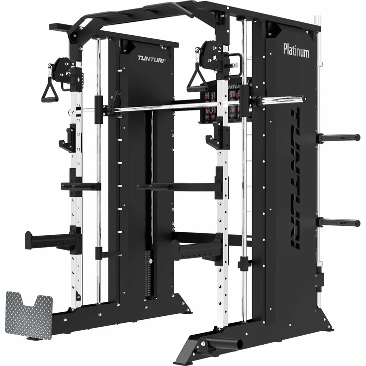 Tunturi Platinum Full Smith/Functionaltrainer Selectorized V-series, zwei-in-eins Kraftstation mit 200 kg Gewichtskapazität und 16 verstellbaren Seilzugpositionen, robustes Design