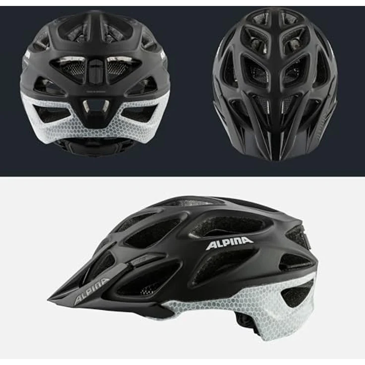 ALPINA MYTHOS REFLECTIVE 39, MTB-Helm in Schwarz mit reflektierender Folie für erhöhte Sichtbarkeit, leicht und gut belüftet – Bild 4