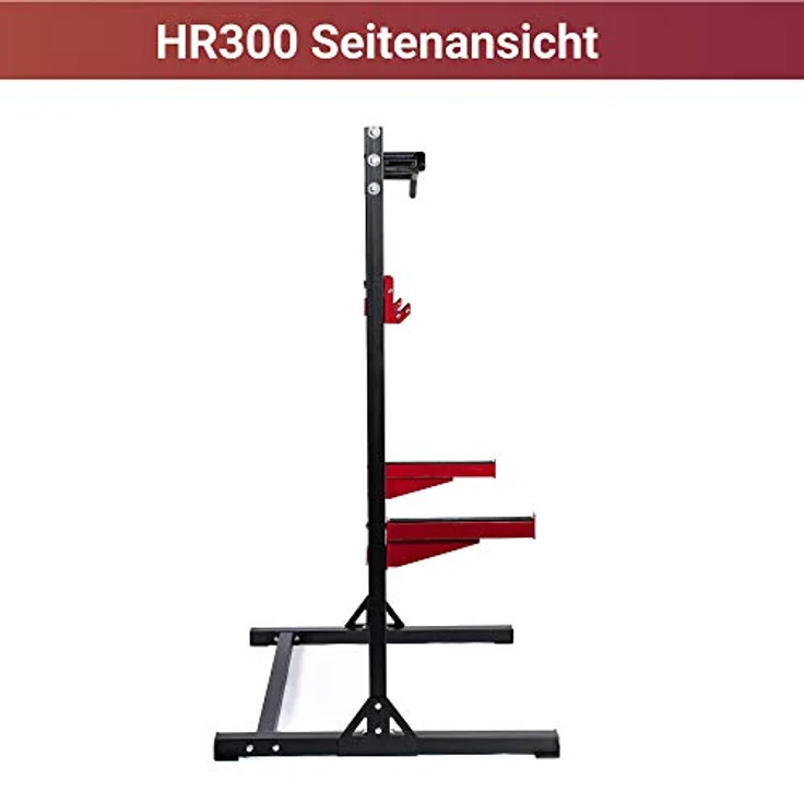 Fuel Fitness Half Cage HR300 Verstellbarer Kniebeugeständer mit Sicherheitsablagen, Squat Rack mit Langhantelständer, Kniebeugeständer mit Klimmzugstange, bis 272kg belastbar, schwarz – Bild 4