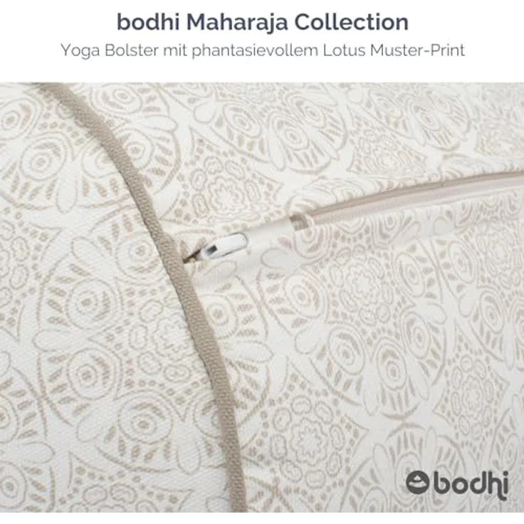 Bodhi Yoga Bolster Ø 22 cm | Maharaja Collection | Yogarolle mit abnehmbarem und waschbarem Bezug aus 100% Baumwolle | Yogakissen gefüllt mit Kapokfasern | Madurai/Ecru – Bild 2