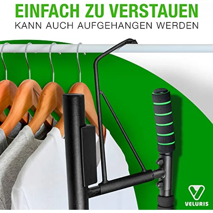 Veluris Klimmzugstange Türrahmen - Stark belastbare Pull up bar [bis 200 KG]- Türreck ohne Aufbau - 20 cm höher im Rahmen - Auch für Dips&Push Ups (abgerundet) – Bild 5