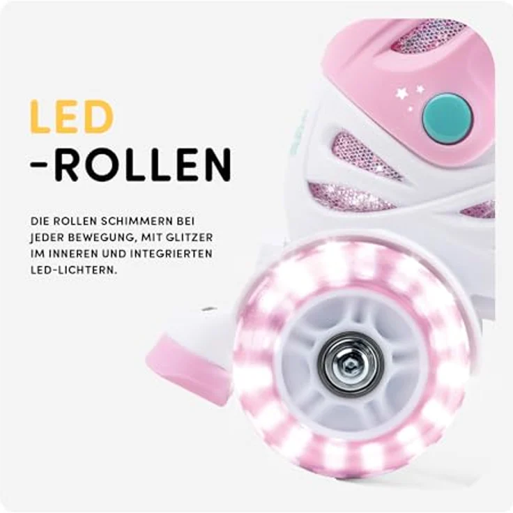 CARIBOO Kinder-Rollschuh-Set Cariboo Ballerina, Lerninliner mit Pinken Schützern, Größe S, 2 Fahrmodi, LED-Rollen – Bild 7