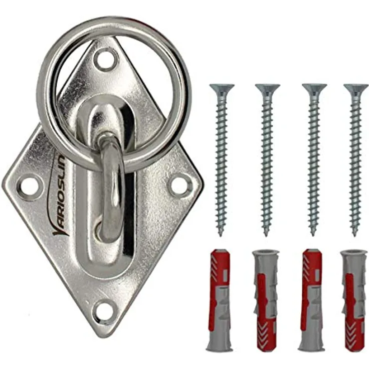 Variosling Deckenhalterung Edelstahl Sling Trainer, BoxSack Halterung, Hängematten Deckenbefestigung Halterung Hängesessel Blumenkübel Sonnensegel Schaukel Fahrrad (inkl. Fischer Schrauben+Dübel)