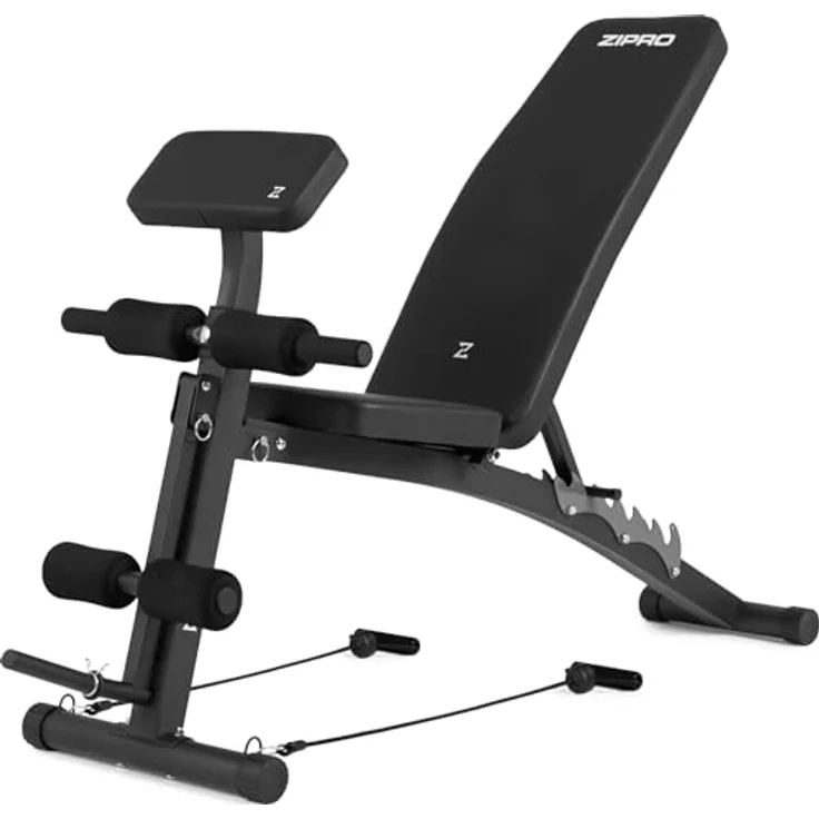 Zipro Hantelbank Volume, Fitnessbank mit 6-Fach verstellbare Rückenlehne und 2-Fach verstellbaren Curlpult, Fitnessgeräte für Zuhause inkl. 2 Seilen, Multifunktion Sit up bank, 230kg - Preisvergleich – Bild 1