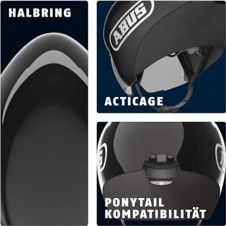 ABUS GameChanger TT 1.1, aerodynamischer Zeitfahrhelm für Triathlon und Zeitfahren, Schwarz, Größe S (51-55 cm) – Bild 3