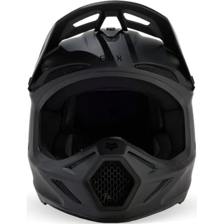 Fox V3 Solid MIPS Motocross Helm, Schwarz Matt, Sicherheitstechnologie mit Glasfaserverbundschale und Trinksystem, Größe S (55/56) – Bild 3