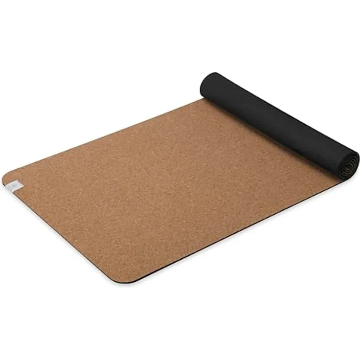 Gaiam Kork-Yogamatte, natürliche Oberseite mit ungiftiger Gummi-Rückseite, schweiß- und geruchsresistent, ideal für Hot Yoga und Pilates, 162 cm x 61 cm x 5 mm