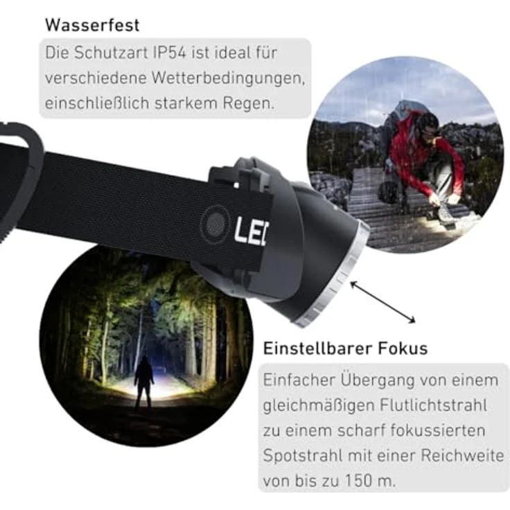 Ledlenser MH10 SE, LED Stirnlampe mit 600 Lumen, aufladbar, 150m Leuchtweite, fokussierbar, rotes Rücklicht, 70h Leuchtdauer, inkl. 18650 Akku, Gürteltasche und Rot/Grün-Filterset – Bild 3
