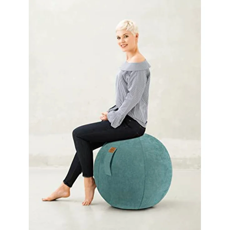 SITTING POINT only by MAGMA Sitting Ball Sitzball/Gymnastikball ALFA mit Velours-Bezug in Petrol, 65cm Durchmesser, inkl. Pumpenadapter – Bild 2