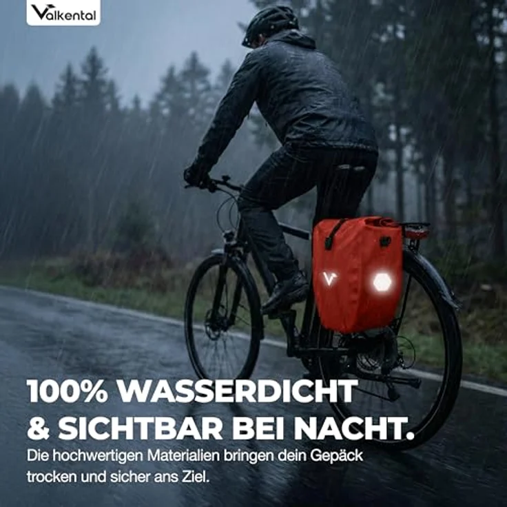 Valkental® Gepäckträgertasche ValkBasic, große wasserdichte Fahrradtasche mit 18-22L, abschließbar und bombenfest sitzend, ausgestattet mit großen Reflektoren, gefertigt für Langlebigkeit – Bild 5