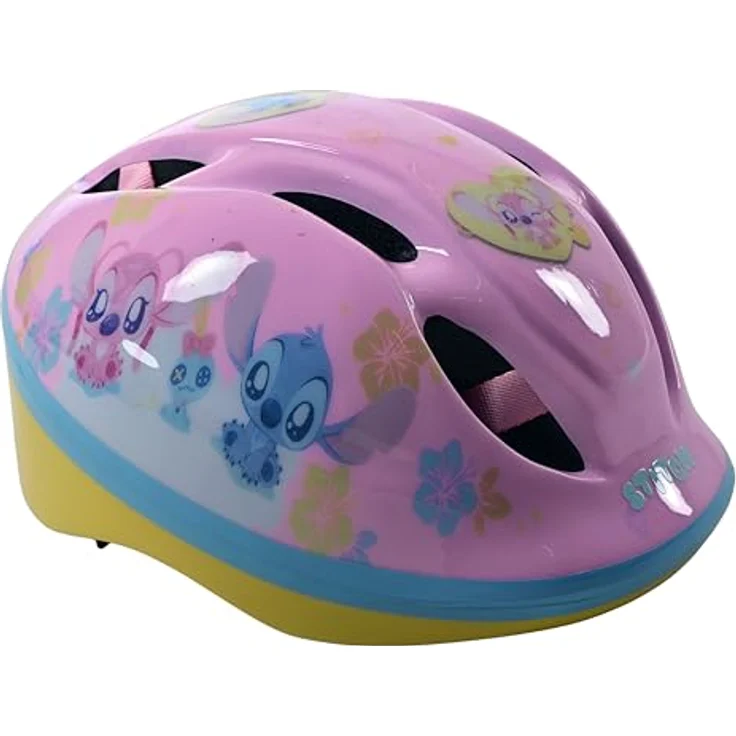 Volare Disney Stitch Kinder-Fahrradhelm, verstellbar (52–56 cm), extraleicht (240 g), Klickverschluss & Belüftung, TÜV-geprüft, rosa für Mädchen ab 3 Jahren – Bild 1
