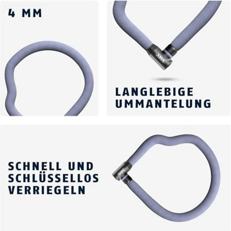 Abus Goose Lock, Veloschloss 110 cm mit Stahlkette und IvyTex-Ummantelung, handlich und formstabil – Bild 5