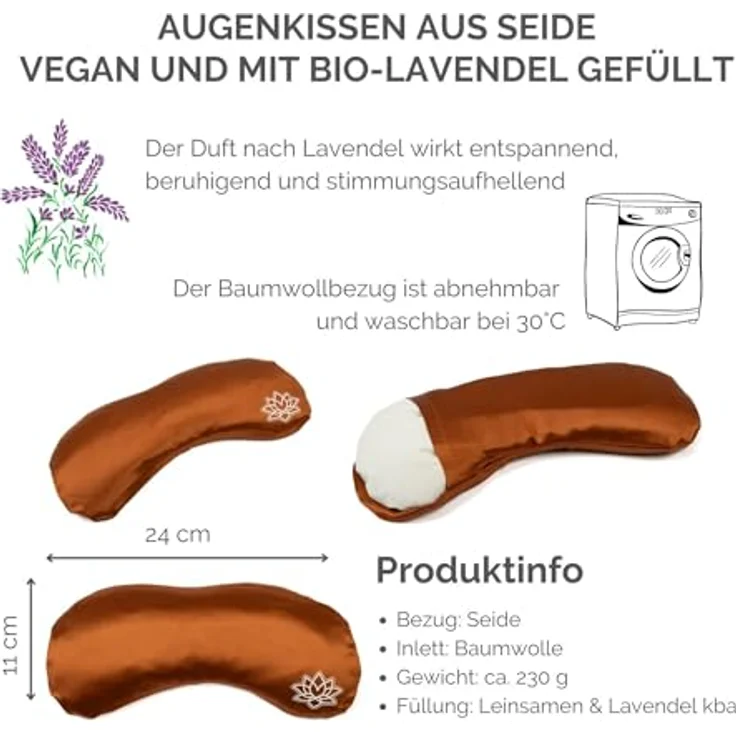 Bodhi Weiches Augenkissen mit Lavendel-Leinsamen-Füllung | Yoga-Augenmaske aus Seide in Bronze | Entspannung & Meditation | Aroma-Therapie & Weichheit für Zuhause – Bild 4