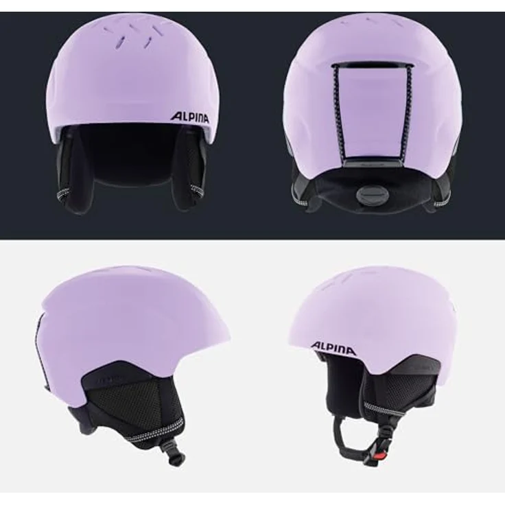 ALPINA PIZI, Leichter bruchfester Kinder-Skihelm mit abnehmbaren Ohrenpolstern und integriertem Nackenwärmer, Lilac matt, M (51-55 cm) – Bild 4