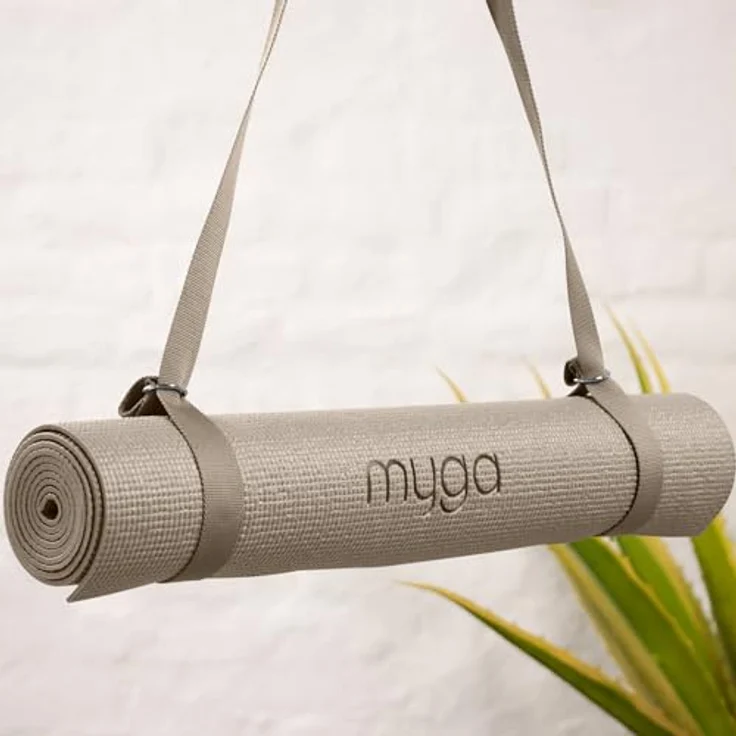 Myga 2-in-1 Yoga Gurt, verstellbar zum Dehnen und Verbessern der Flexibilität, mit D-Ring, 180 cm, in erdigen Farben – Bild 4