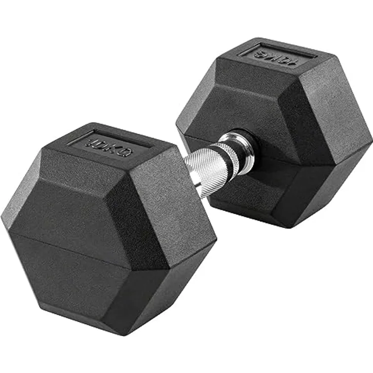 Sport-Tec Hex Kompakthantel aus Gummi, 10 kg, Hexagon-Hantel