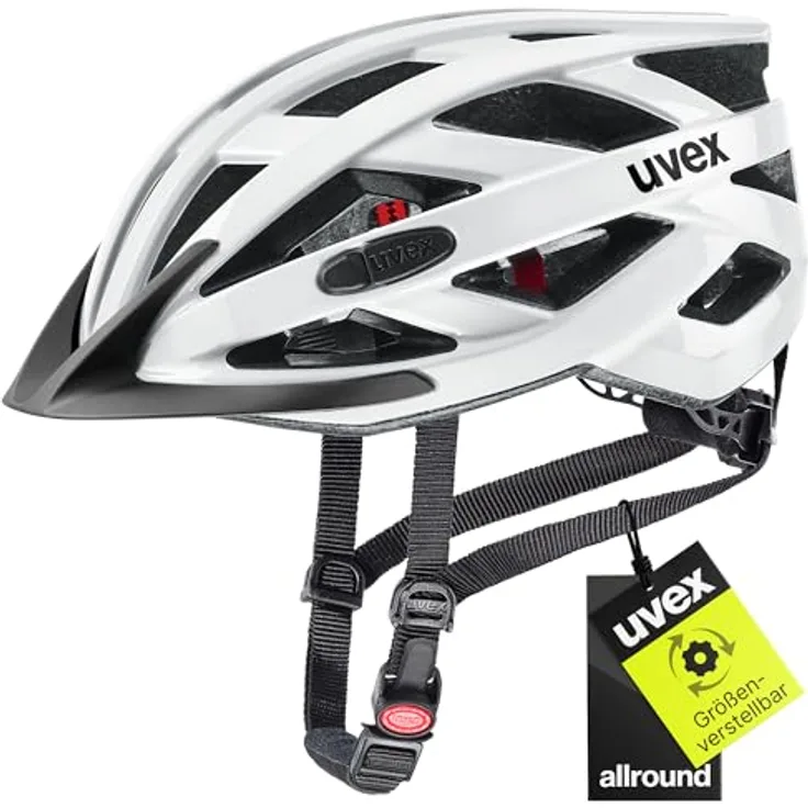 Uvex i-vo 3D, Leichter Allround-Helm für Damen und Herren, individuelle Größenanpassung, integrierte Sonnenblende, erweiterbar mit LED-Licht, White, 52-57 cm