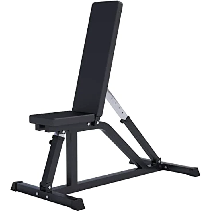 GORILLA SPORTS® Hantelbank - Rückenlehne 7-Fach, Sitz 4-Fach Verstellbar, bis 200 kg Belastbar, Schwarz/Weiß - Trainingsbank, Negativbank, Schrägbank, Fitnessbank, Bench, Flachbank, Fitness, Zuhause – Bild 1