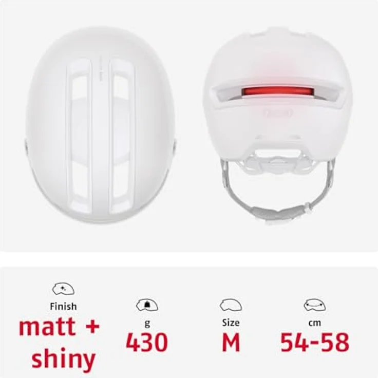 ABUS Stadthelm HUD-Y ACE, stylischer Fahrradhelm mit Visier und aufladbarem LED-Rücklicht, Schwarz, Größe M – Bild 3