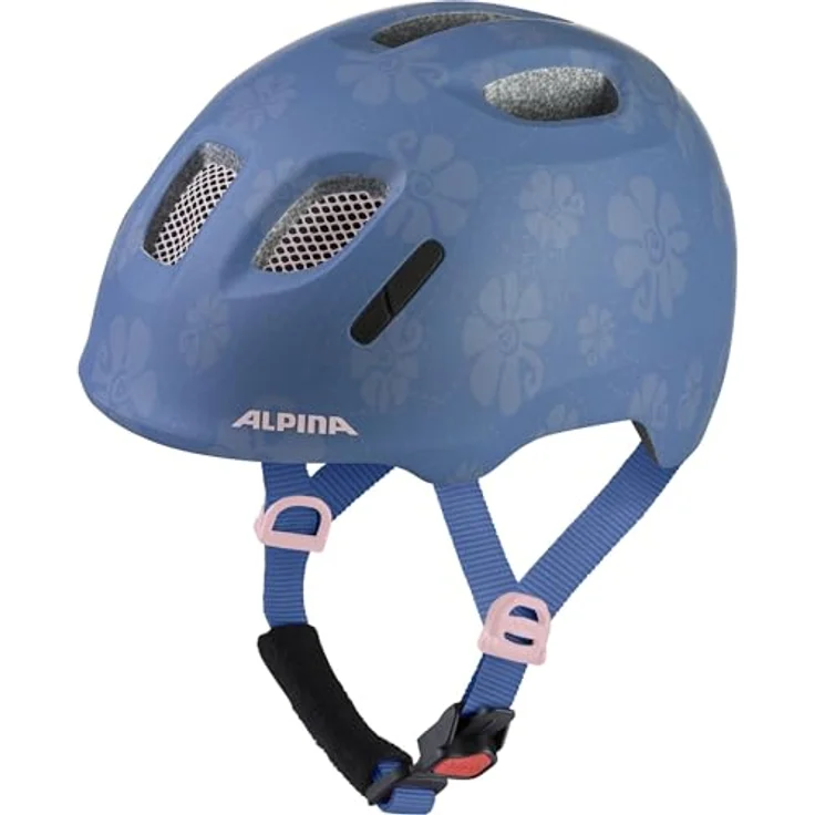 ALPINA Ximo 2 L.E. Kinderfahrradhelm, leicht und bruchfest mit optionalem LED-Licht, Soft Blue Flowers matt, 49-54 – Bild 1