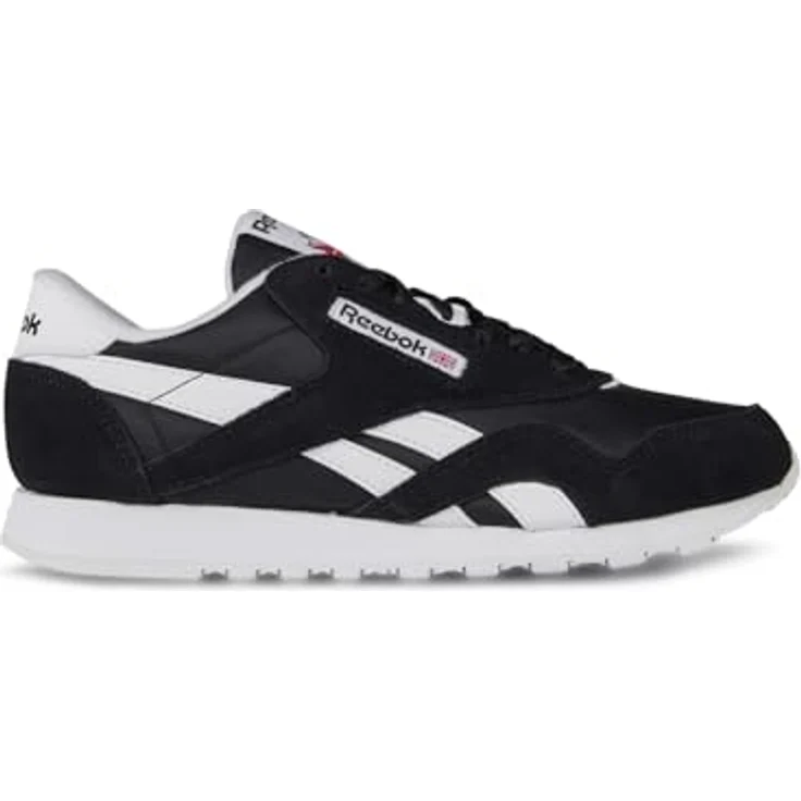 Reebok Cl Suede Toe Ortholite Lace Sneak, Herren Nylontrainer mit Veloursleder-Overlays, dämpfender EVA-Zwischensohle, Schwarz-Weiß – Größe 7,5 GB / 41 EU / 8,5 US – Bild 3