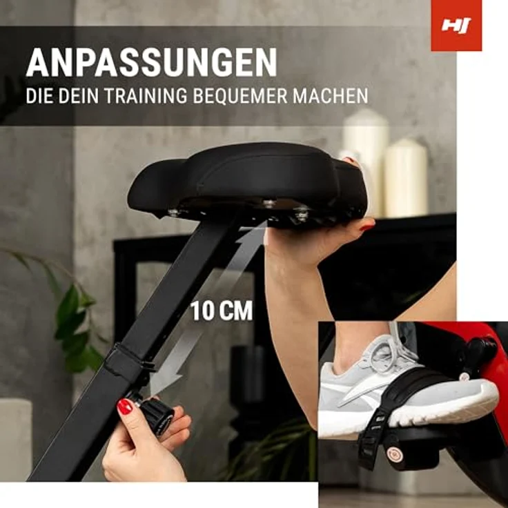 Hop-Sport Heimtrainer HS-3020X Quest, klappbarer Heimtrainer Fahrrad, magnetischer Widerstand - 10 Stufen, schwarz – Bild 5