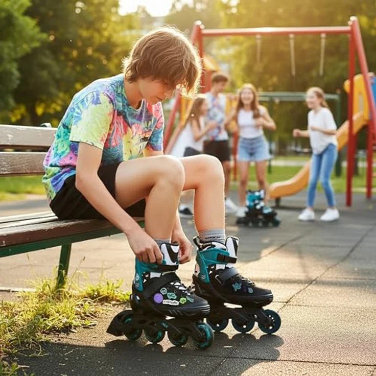 Nils Extreme NA2053A VIBE Inlineskates, türkis, ABEC-5, Gr. 29-32, mit Personalisierungssystem und 3-fach Verschluss – Bild 8