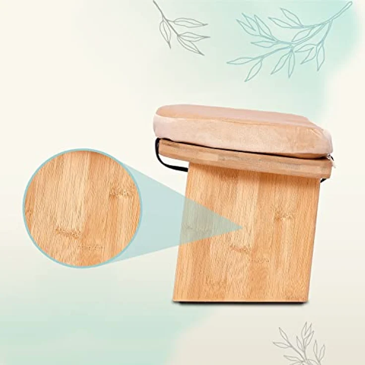 Zen Power Yoga Bench, klappbare Yoga Bank aus Holz, ergonomische Meditationsbank, Gebetshocker für spirituelle Momente im Alltag, bequem und weich gepolstert, Yoga-Zubehör – Bild 4
