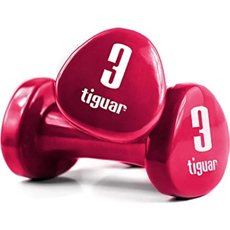 Tiguar Vinyl Hanteln, 2 x 3 kg, rutschfeste Beschichtung, ideal für Krafttraining und Aerobic