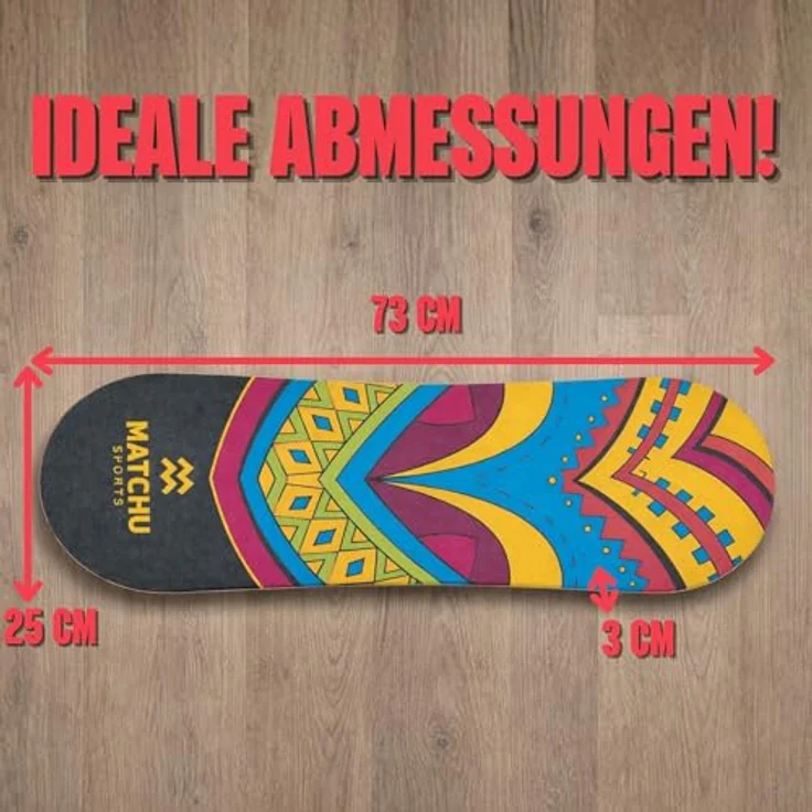 MATCHU Balance Board Trickboard aus 100% Holz, inklusive Hockerrolle, Surf Trainer für Stabilität und Gleichgewicht, ideal für Sporttraining und Tricks – Bild 2