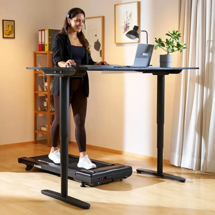 HAMMER Laufband Walk 2.0 - Walking Pad mit Steigung, flüsterleiser Antrieb, LCD-Fernbedienung, platzsparendes Design, schwarz – Bild 2