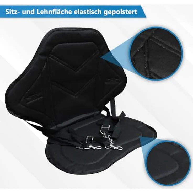 24MOVE® SUP Kajak Sitz für Paddle Boards und Kajaks, gepolstert und ergonomisch, mit Tasche, in Schwarz – Bild 4