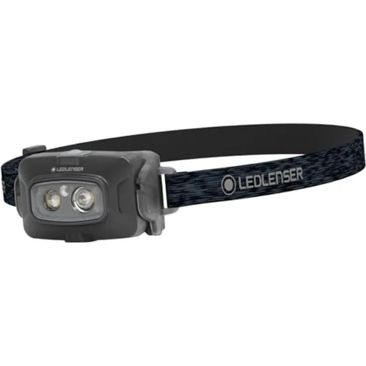 Ledlenser HF4R Core, wiederaufladbare Stirnlampe mit 500 lm, drei Helligkeitsstufen und rotem Frontlicht, schwarz