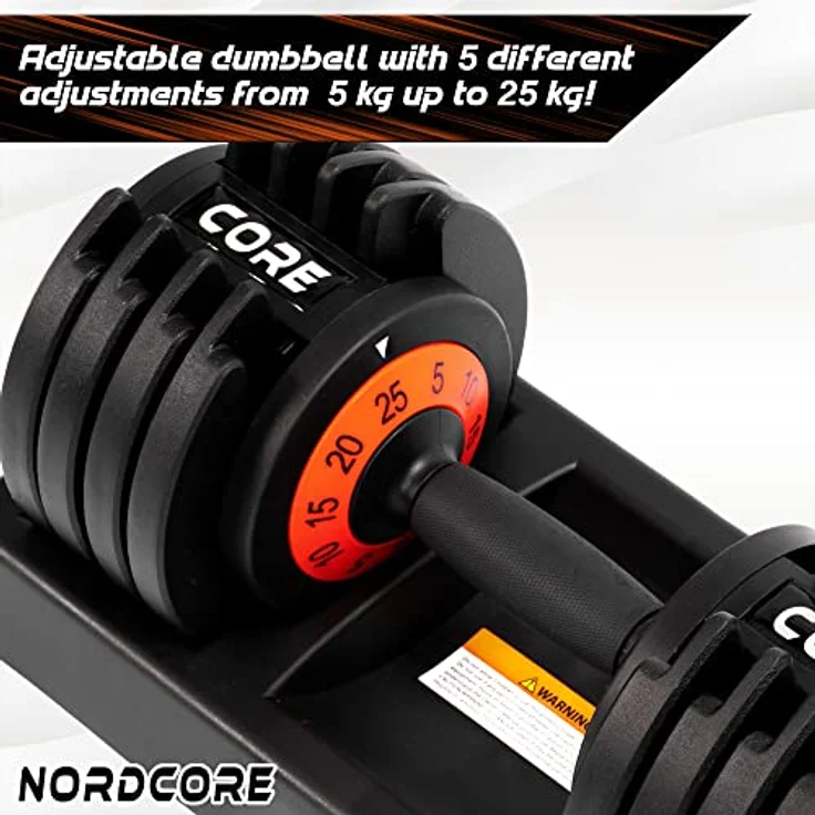 Nordcore Verstellbare Kurzhantel Core 25 kg, intelligente 5-stufige Gewichtseinstellung und praktischer Aufbewahrungssockel – Bild 3