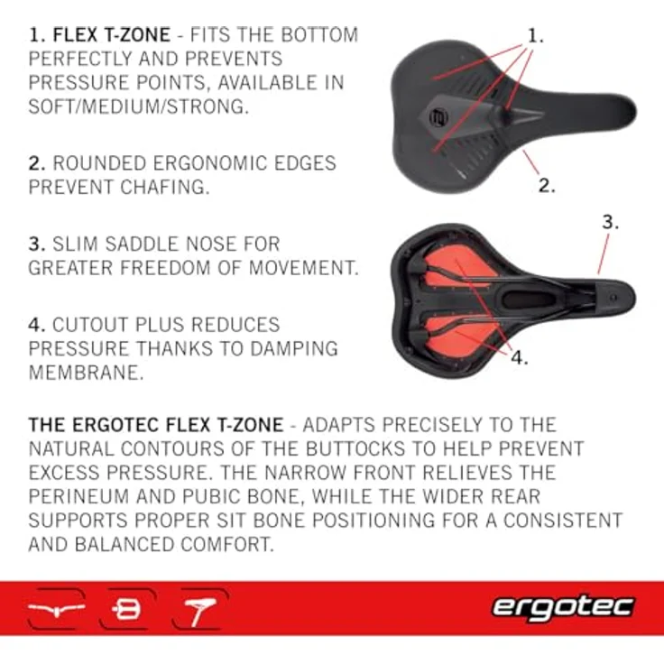 ergotec 68065001 Fahrradsattel, 260x218mm, bequemes Polster für City/Trekking und Touring, Stahlgestell, Kunststoffoberfläche – Bild 2