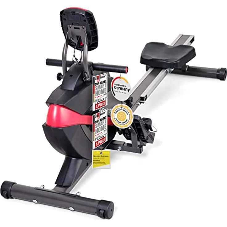 SportPlus| Rudergerät für zuhause| Designed in Germany, klappbar, leises Magnetbremssystem, 8 Widerstandsstufen, Schwungmasse 8kg