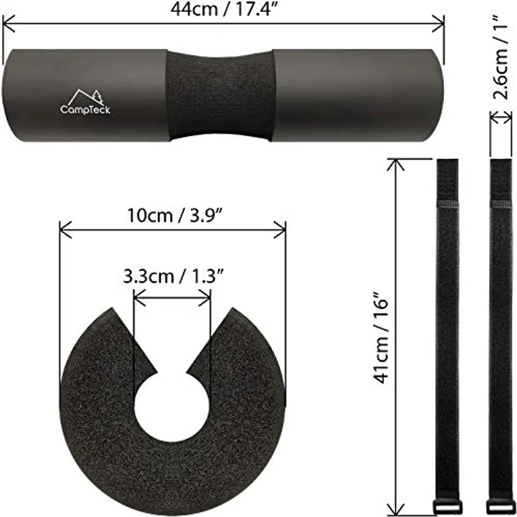 CampTeck U6814 Langhantel Nackenpolster mit Klettverschlüssen für Olympische Hanteln Schaumstoffpolster Barbell Pad Stütze Fitnessstudio für Kniebeugen, Gewichtheben, Ausfallschritte & mehr - Schwarz – Bild 4